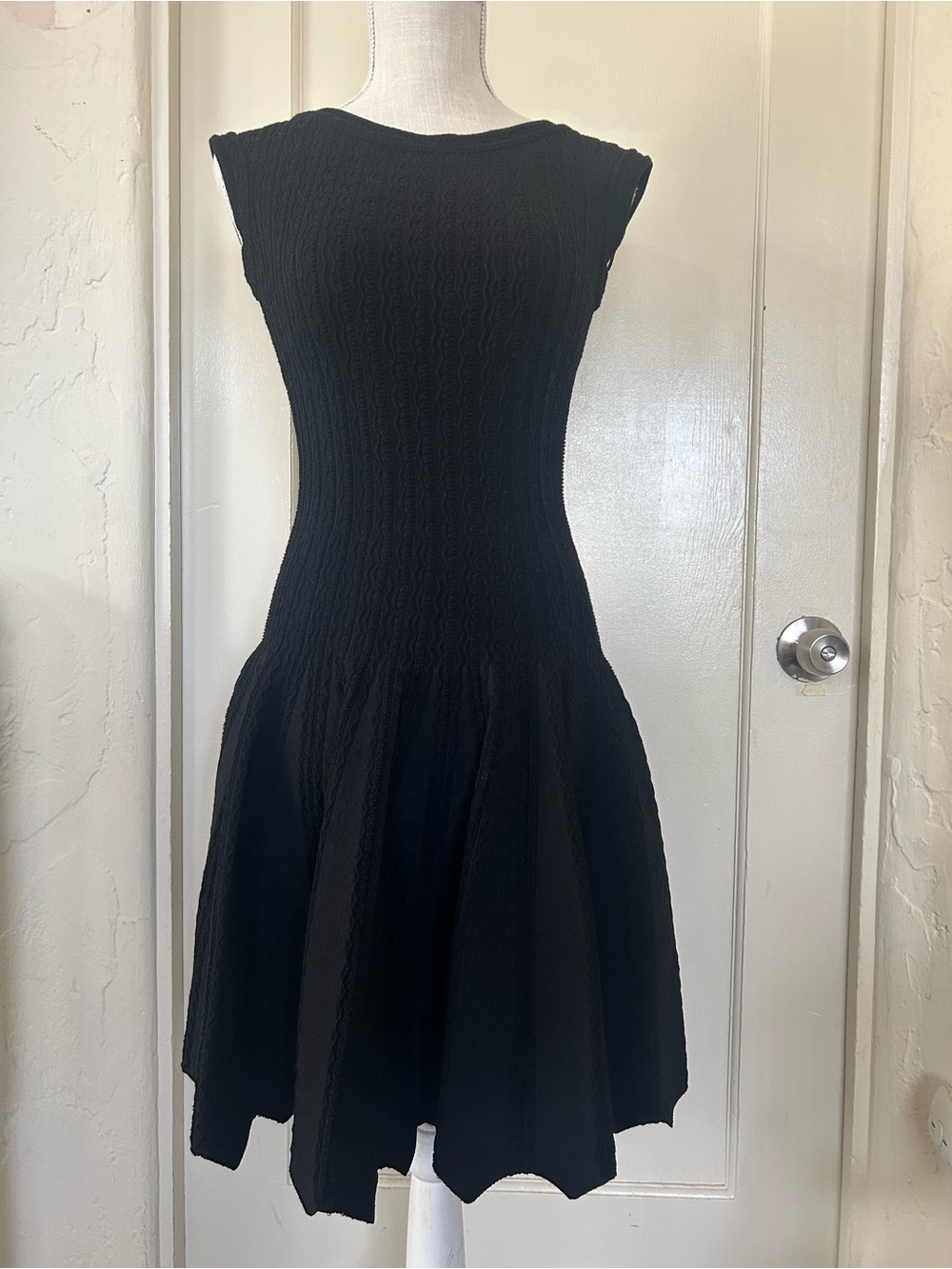 Alaia Black Textured Knit Mini Dress